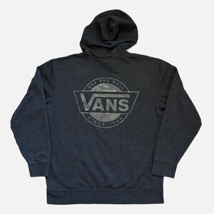 Vans Graphic Pullover Sweatshirt Hoodie Grey Back Camouflage Logo Men’s Large
